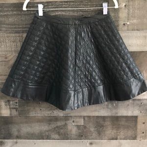 Faux Leather High Waisted Circle Skirt